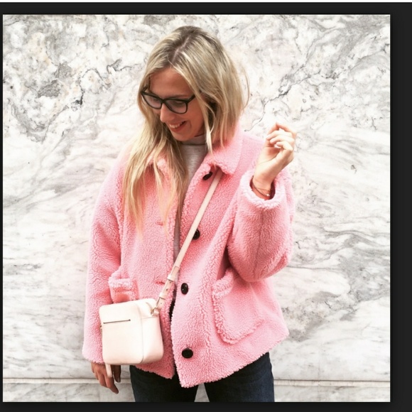 topshop cropped borg jacket